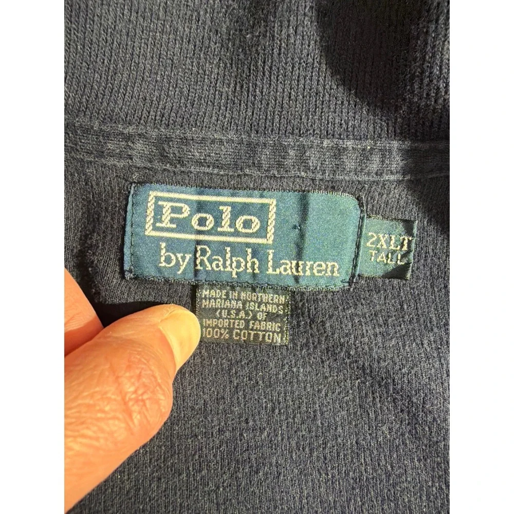 Polo‎ Ralph Lauren 1/4 Zip Pullover Mens 2XLT Navy Blue Estate Rib Knit Sweater